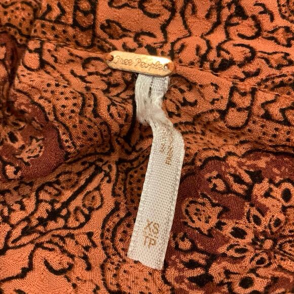 Free people Kaleidoscope top XS extra small bell sleeve tie boho drape blouse - Picture 13 of 16